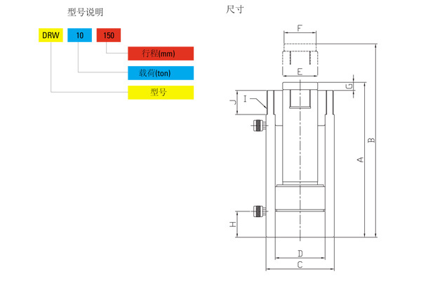 DRW型雙作用分離式千斤頂尺寸圖